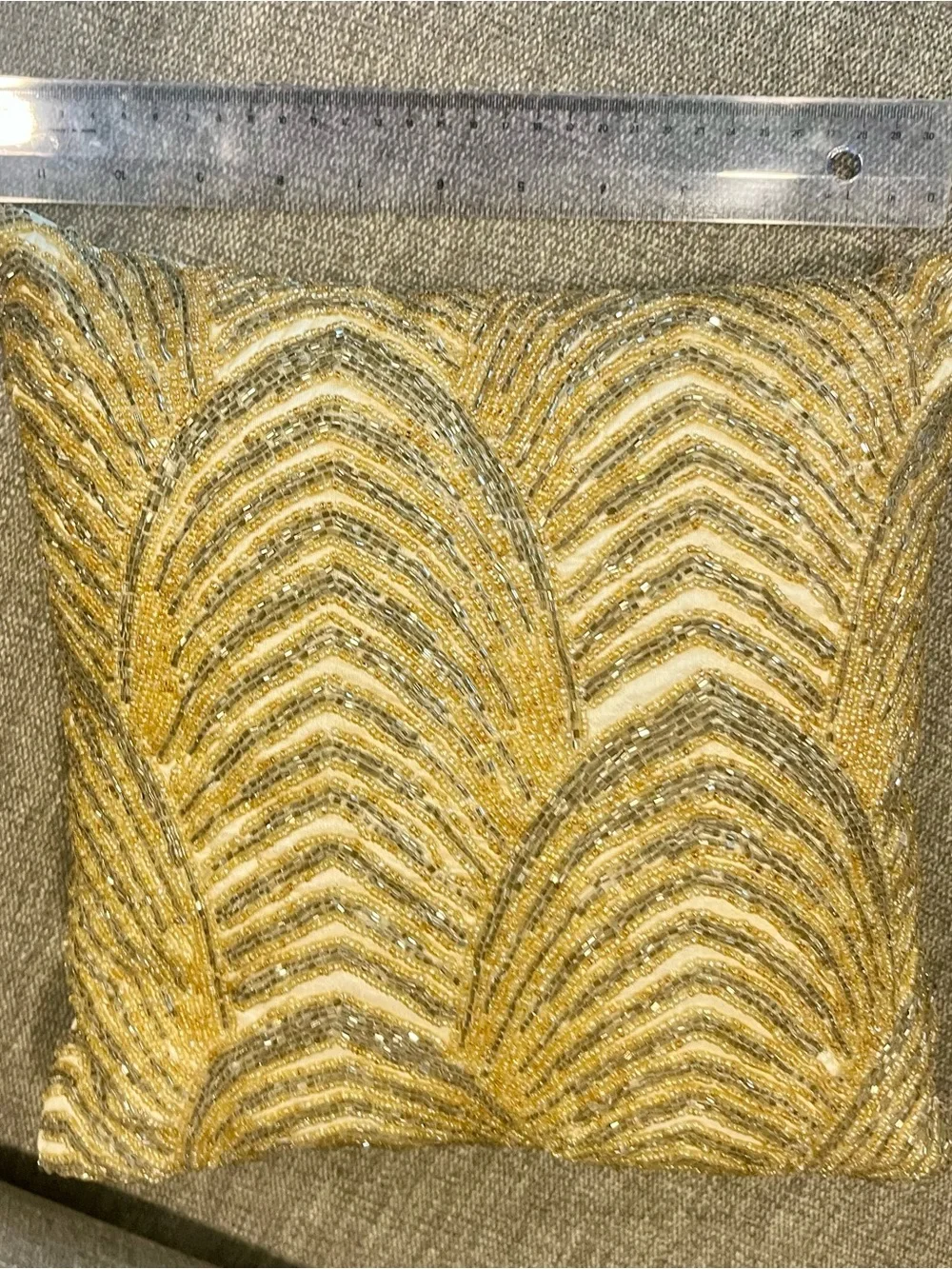 Tahari Gold Beaded Scallop Accent Pillow